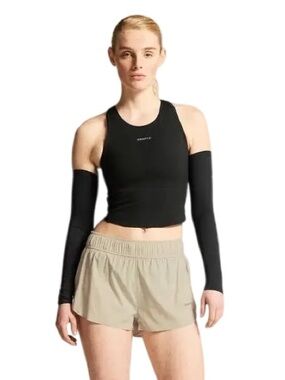 Craft Hypervent Cropped Pocket Singlet Women’s Large Black Running Tank #243